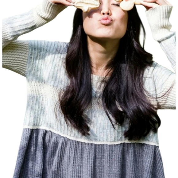 Free People Waffle Knit Fair Isle Peplum Sweater - Picture 7 of 7